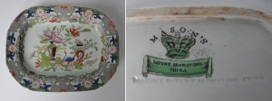 Mason&rsquo;s ironware shallow dish and manufacturers marks on base